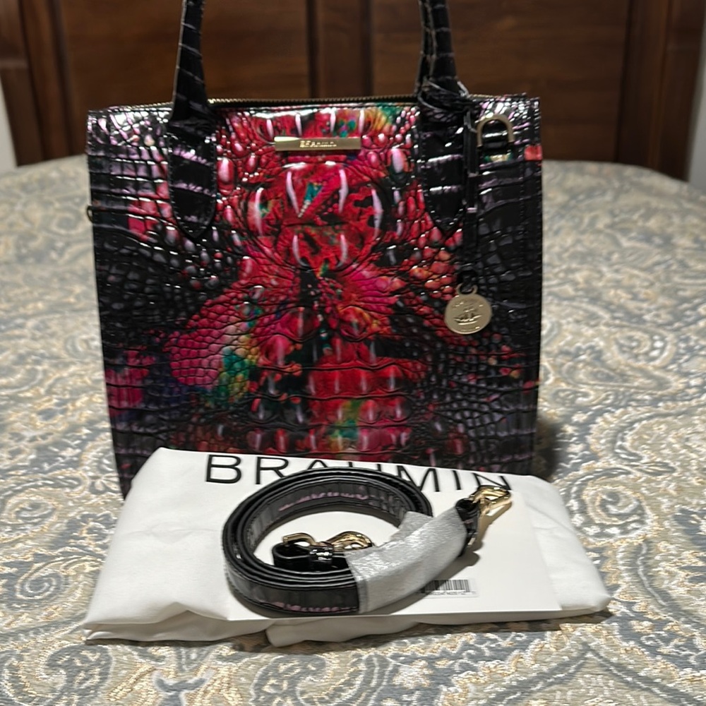 Brahmin Multicolor Croc Embossed Tote